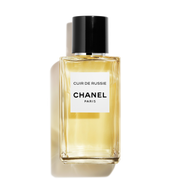 Chanel Cuir de Russie Eau de Parfum bottle on white background; reference bottle not included with samples