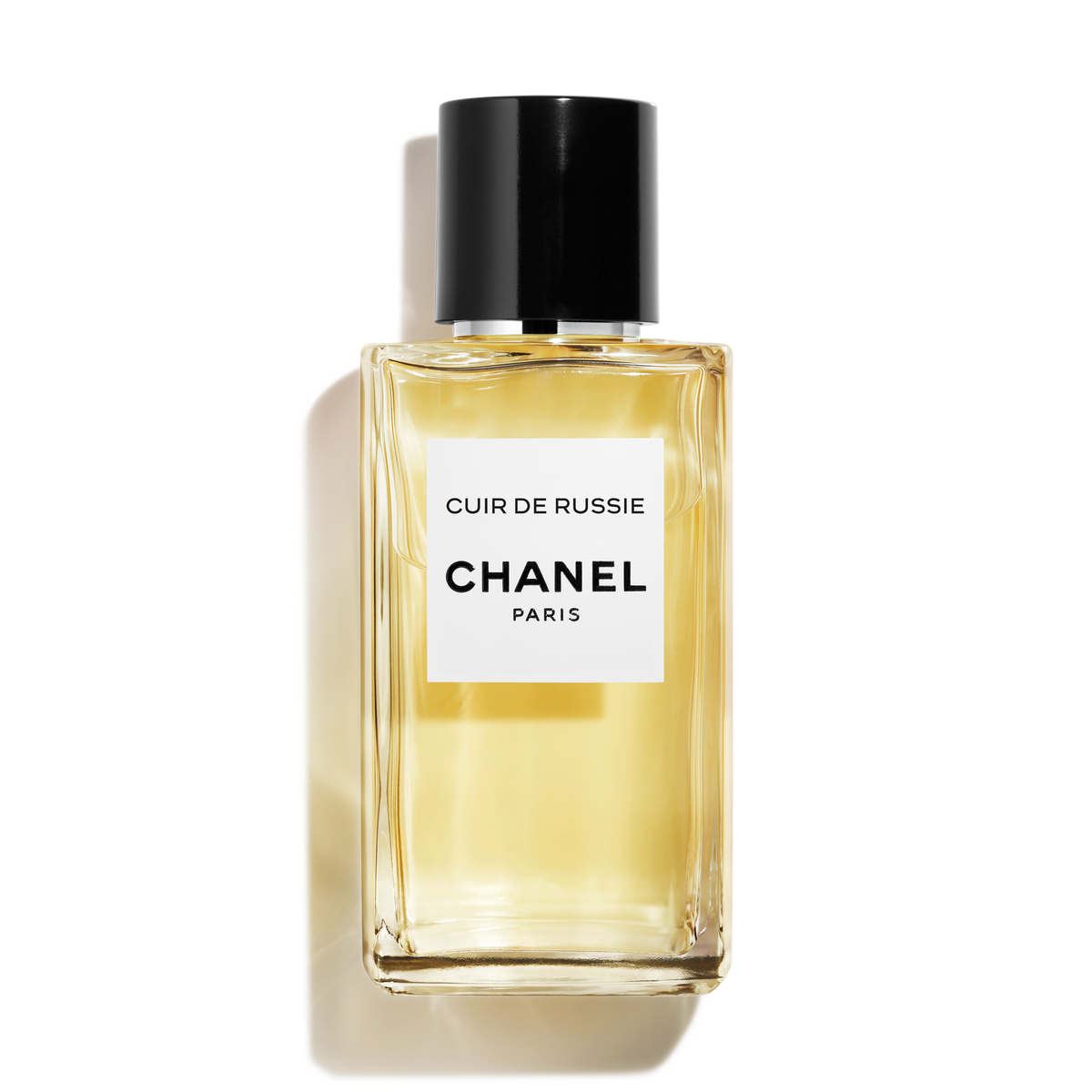 Chanel Cuir de Russie Eau de Parfum bottle on white background; reference bottle not included with samples