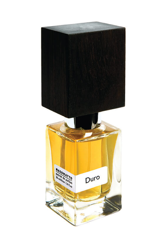 Nasomatto Duro fragrance bottle on a white background. Product offered as a 30 mL tester.