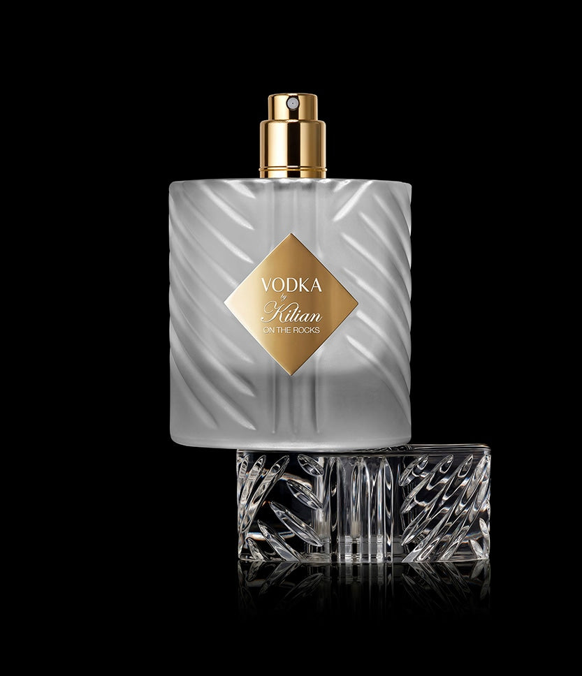 Kilian Vodka on the Rocks frosted bottle with spray nozzle visible