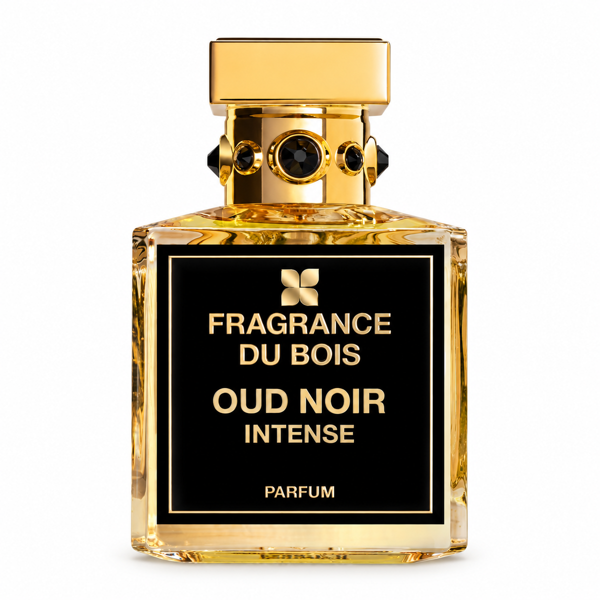Oud Noir Intense by Fragrance Du Bois — original bottle shown for fragrance identification; decants supplied in Scent Rush atomizers