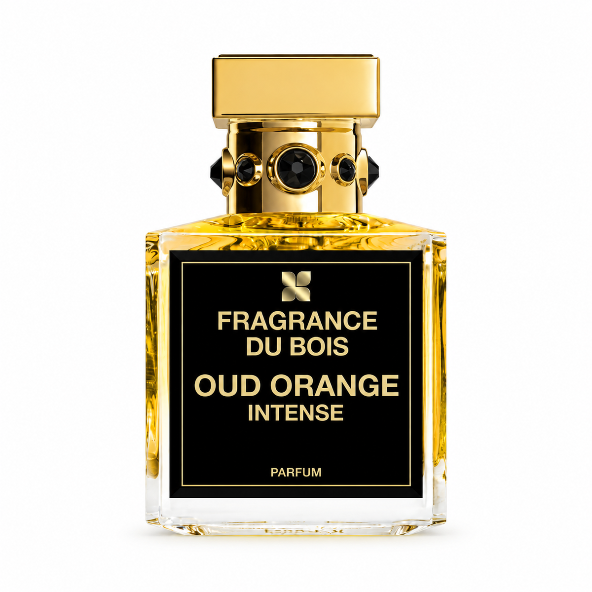Oud Orange Intense by Fragrance Du Bois — original bottle shown for fragrance identification; decants supplied in Scent Rush atomizers