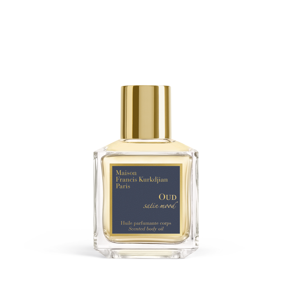 OUD satin mood scented body oil 70 mL bottle, manufacturer reference; supplied in tester box