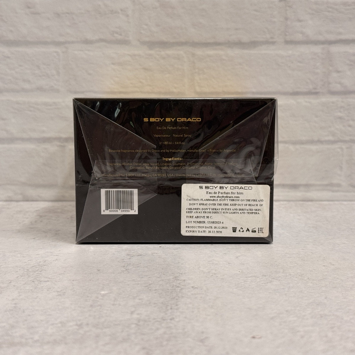 Sboy by DRACO 100 mL retail box back