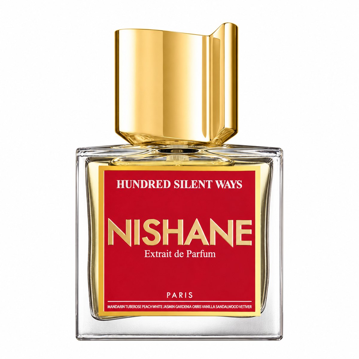 Nishane Hundred Silent Ways fragrance bottle reference; tester box not pictured