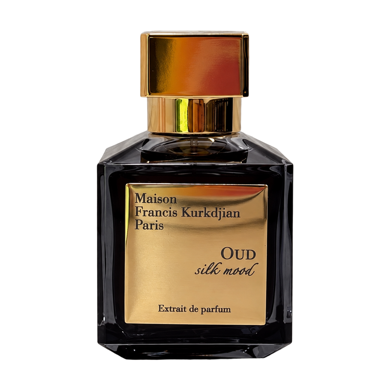 Oud Silk Mood Extrait by Maison Francis Kurkdjian tester front photographed by Scent Rush
