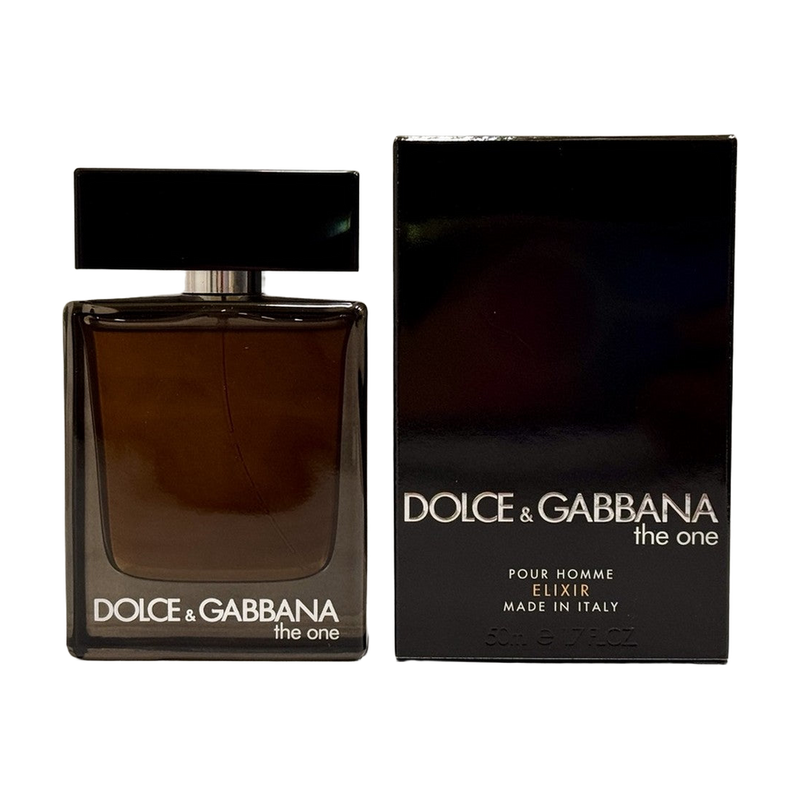 Dolce & Gabbana The One Pour Homme Elixir bottle and original box; fragrance reference for independently prepared samples